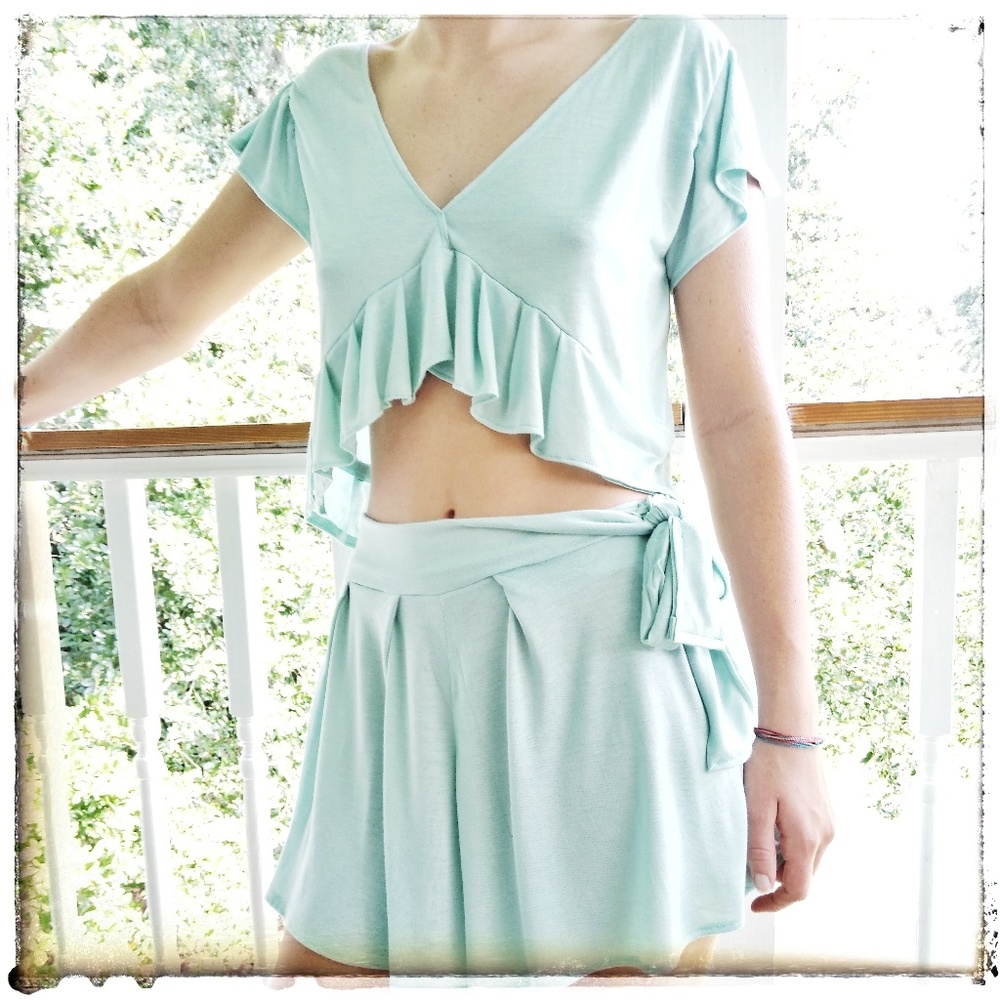 Handmade Nightie Bloomers Ruffle Cropped Top